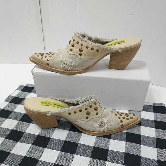 Penny Loves Kenny Womens Pony Express White Mules  Size 6M - Picture 2 of 8